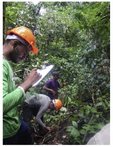 Environmental Services Inc. (ESI) auditors off-camera scrutinize standard operating procedures for carbon stock/emission factor measurement conducted by the inventory crew for an AUD project in Brazil (courtesy: ESI).